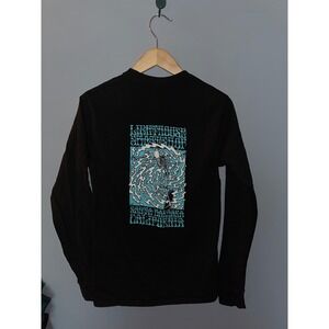 Lighthouse Surf Shop Long Sleeve Graphic T-Shirt Skeleton Surfing Black S
